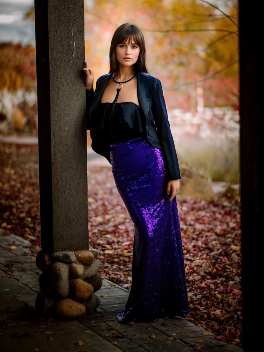 NWT Glitter Fox Stretch Sequin Trumpet Maxi Skirt